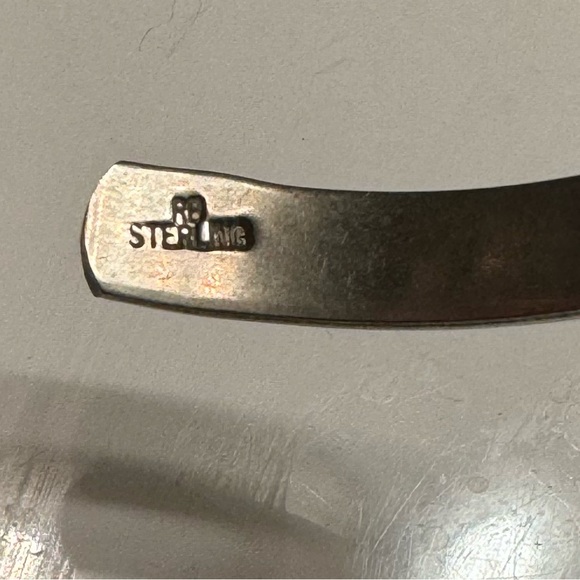 Sterling Silver Handmade Stamped Native Bear Bangle - Picture 5 of 7